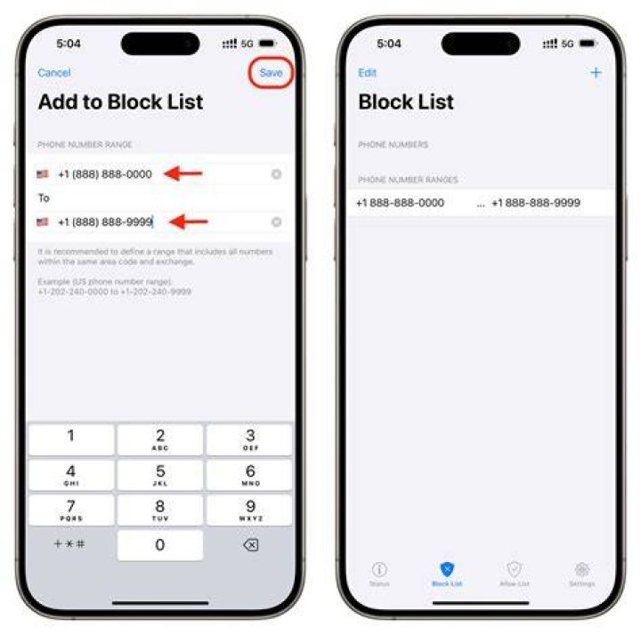 On iphone block numbers?
